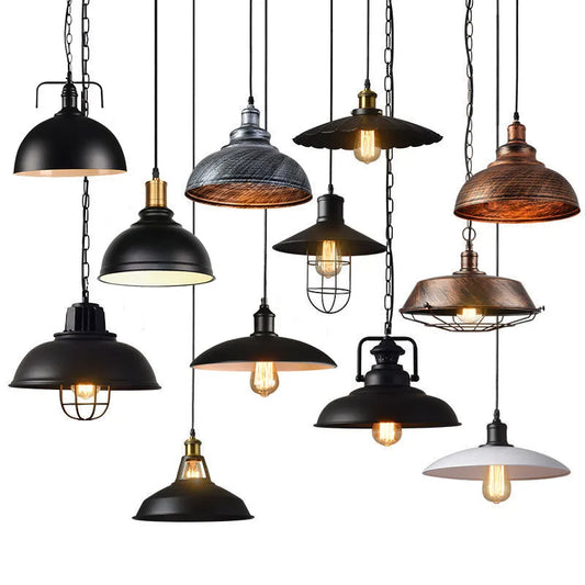 Industrial Iron Dome Pendant Light