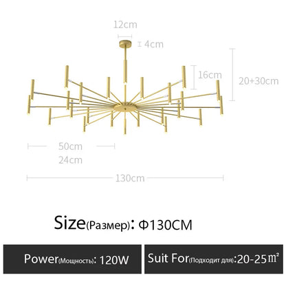Twelve head painted rod chandelier in white on a rigid ceiling mount
