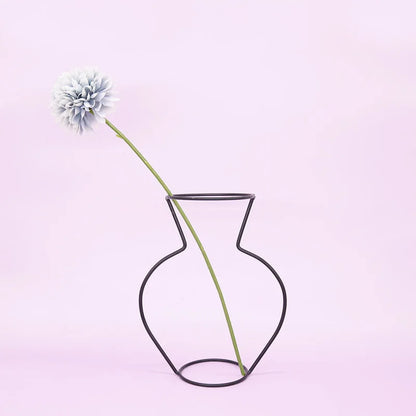Black Nordic iron line flower vase metal plant holder décor