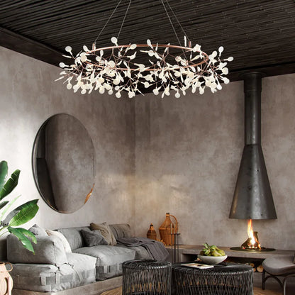 Rose gold branch chandelier at 19.7 in across with LED bulbs included