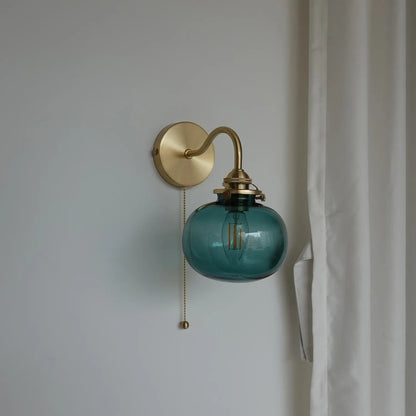 copper plug-in wall sconce, close-up of shade and hardware detail