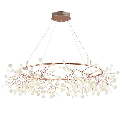 Acrylic tipped branch chandelier at 31.5 in across with knob switch