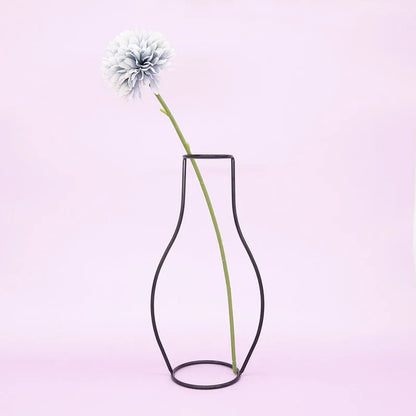 Black Nordic iron line flower vase metal plant holder décor