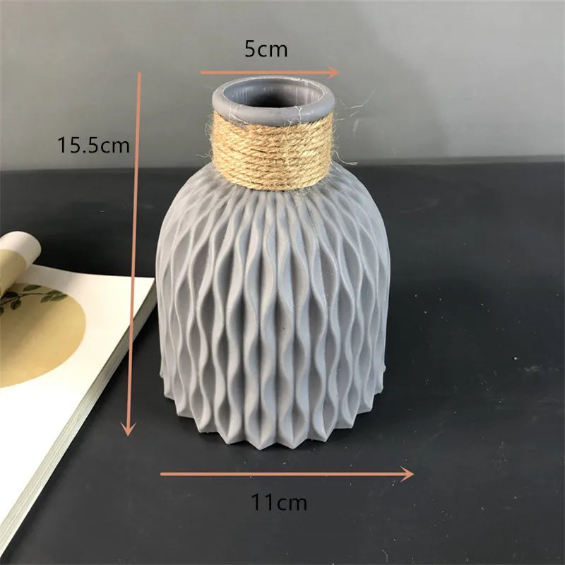 Plastic flower vase collection four colors white shelf