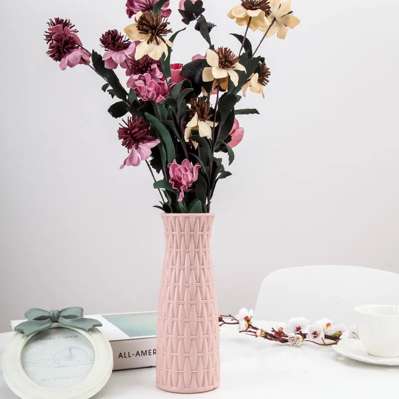 Black European style plastic flower vase modern home decor