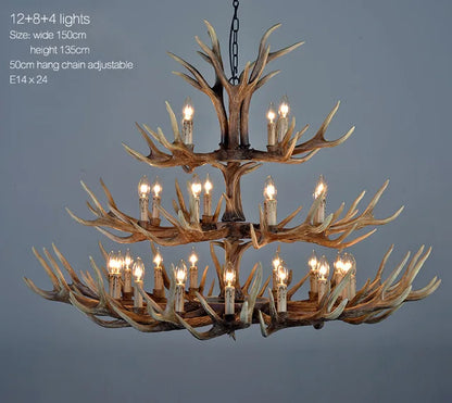 Wood antler chandelier frame with G4 bulb sockets at each arm tip