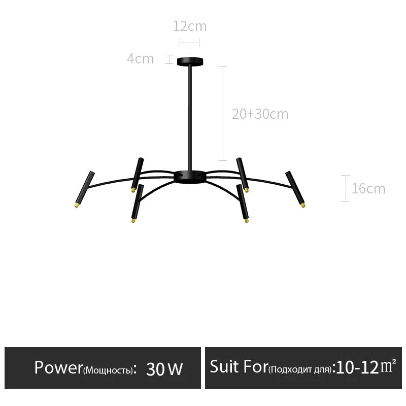 Matte painted metal chandelier with neutral light and 90 to 260V operation