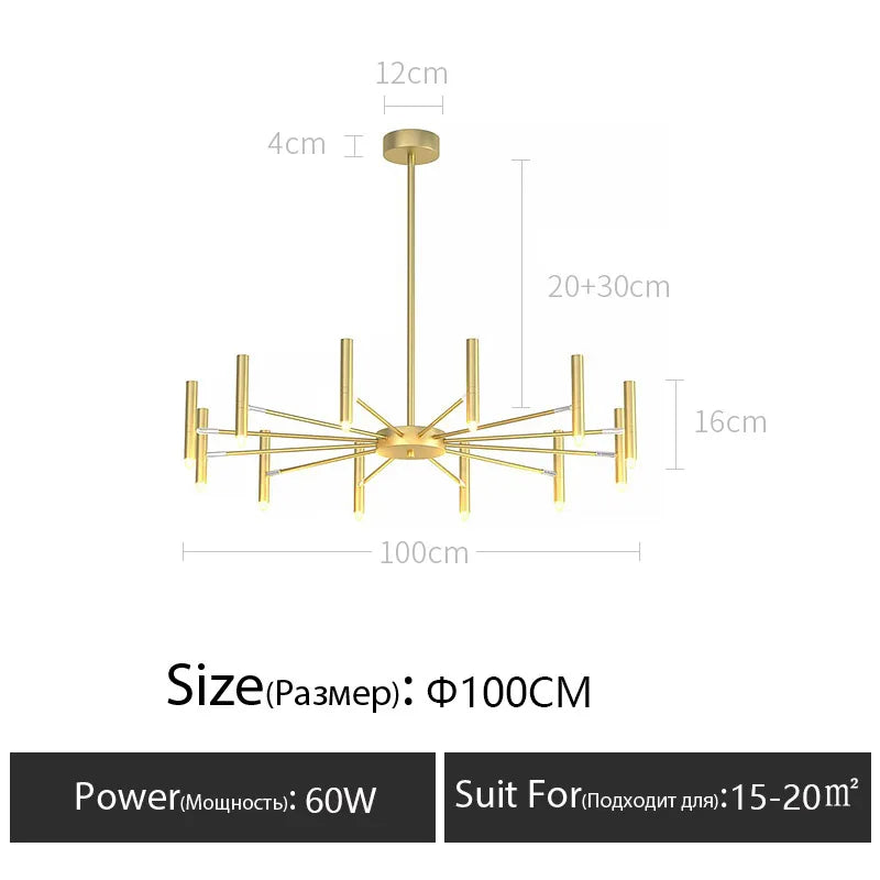 White rod chandelier with twenty four heads and included G9 LED bulbs