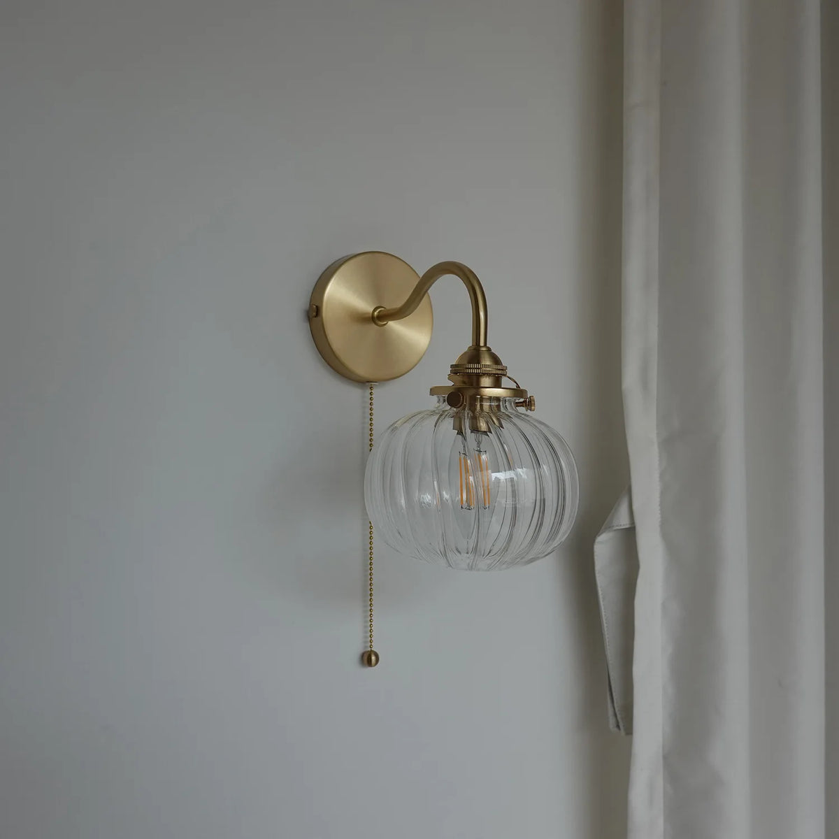 Glass Ball LED Plug-In Wall Sconce