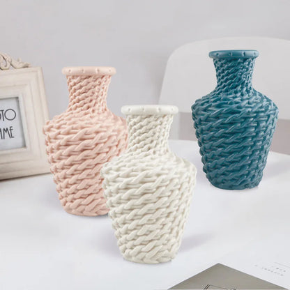 Plastic anti-ceramic vase in beige on dining table decor