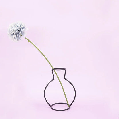 Black Nordic iron line flower vase metal plant holder décor