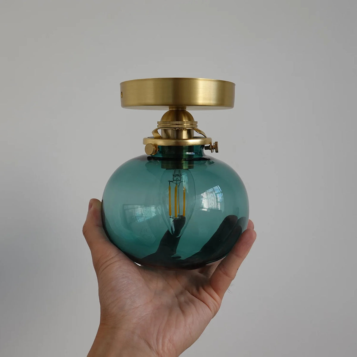 Glass Ball LED Plug-In Wall Sconce