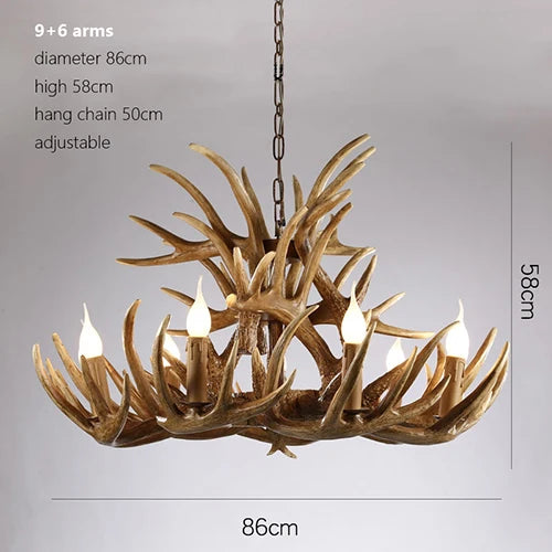 Two light wood colour antler chandelier, non dimmable G4 fitting