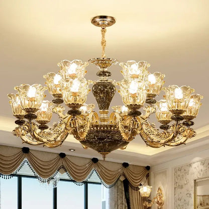 Three light French ceramic chandelier on zinc alloy arms
