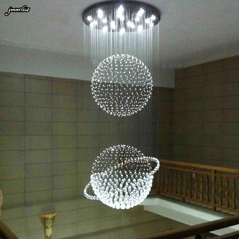 Chrome crystal column chandelier on a polished stainless steel frame