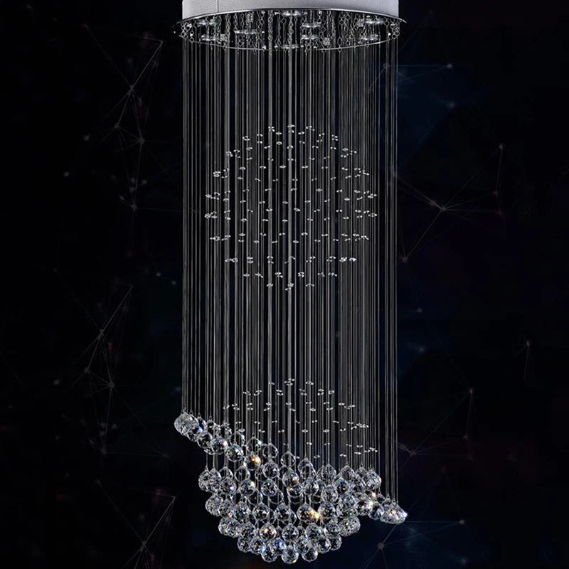 Crystal chandelier, 15.7 inches wide by 47.2 inch drop, in chrome