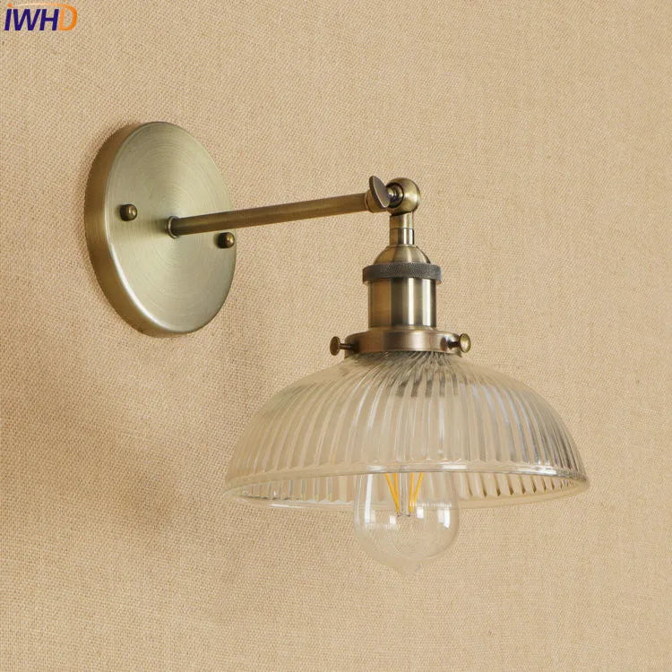 brass wall sconce, close-up of shade and hardware detail
