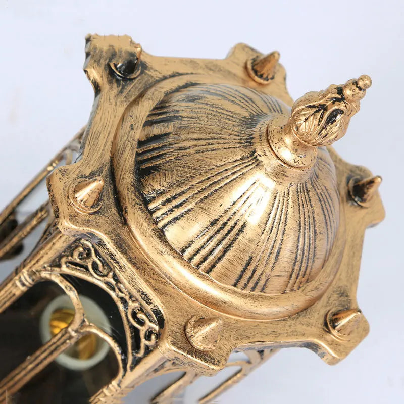 outdoor wall sconce, detail view of fixture base and arm
