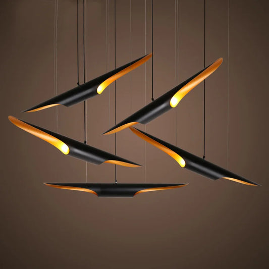 Black aluminum tube chandelier on a long cord pendant with an E27 socket