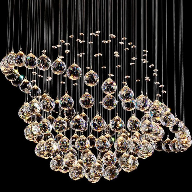Chrome crystal chandelier with downward light and touch on off switch