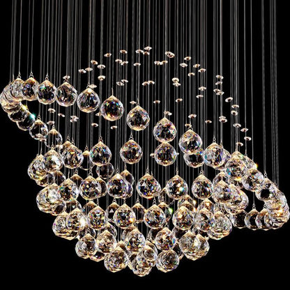 Chrome crystal chandelier with downward light and touch on off switch