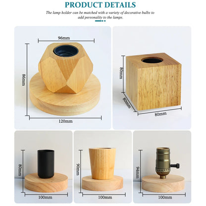 Side view of modern retro wood table lamp showing natural grain texture
