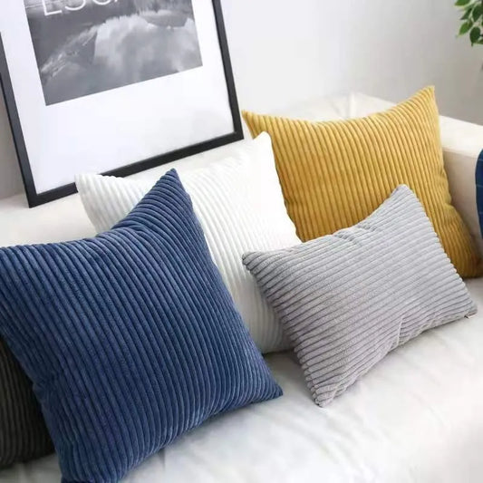 Striped Corduroy Throw Pillow Cover
