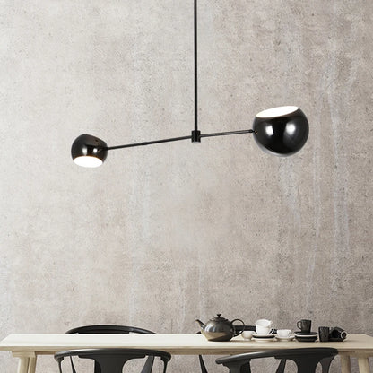 Stained glass globe chandelier spaced evenly along a horizontal frame