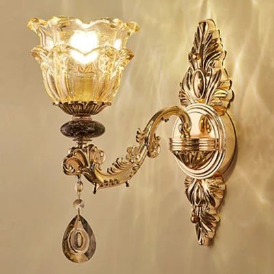 Eight light French ceramic crystal chandelier in polished alloy