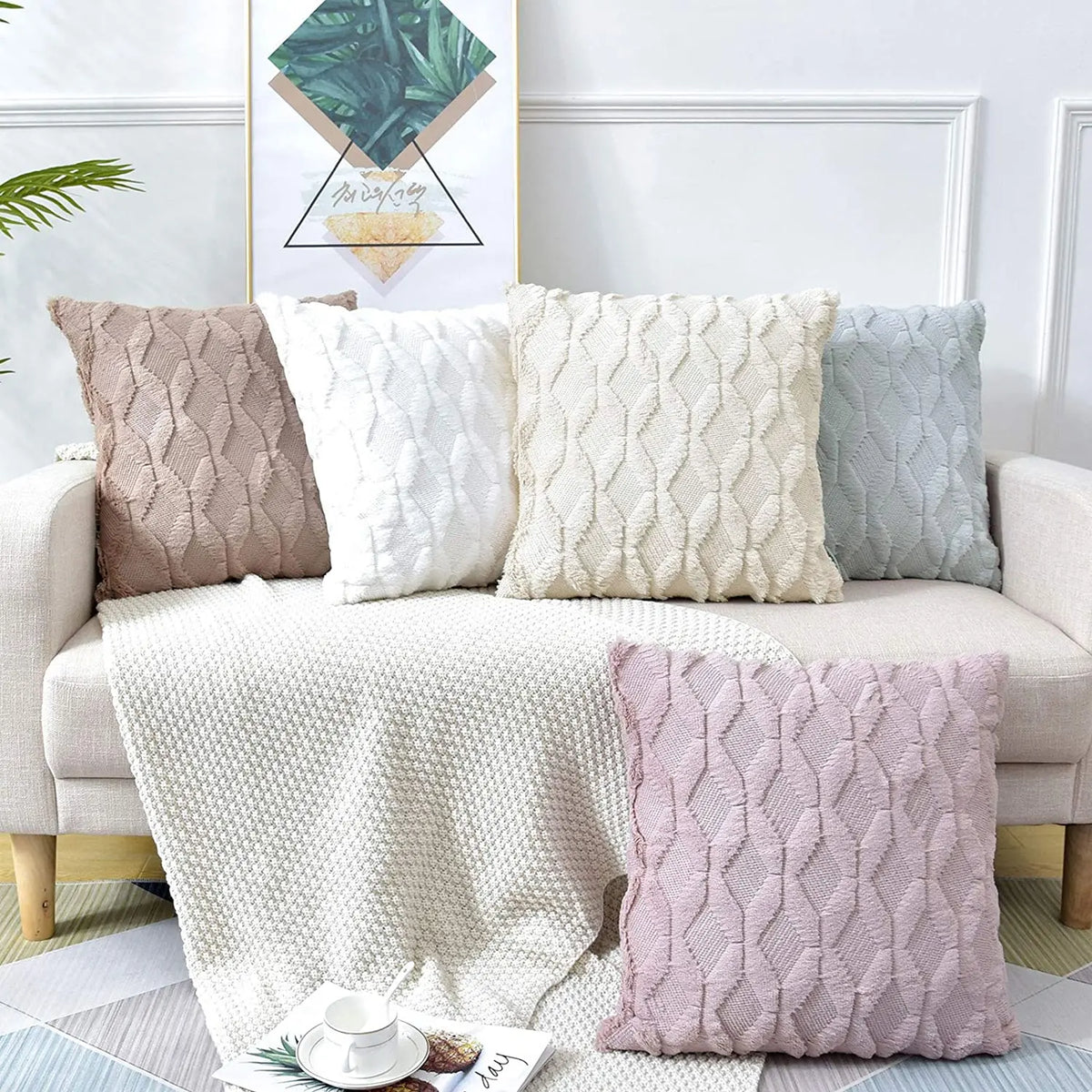 Soft Plush Throw Pillow Cover — styling detail