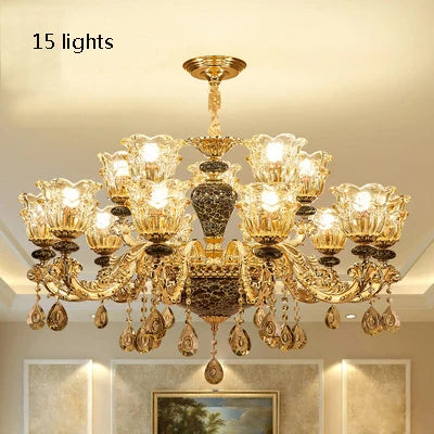 Twenty four light ceramic crystal chandelier for a villa ceiling