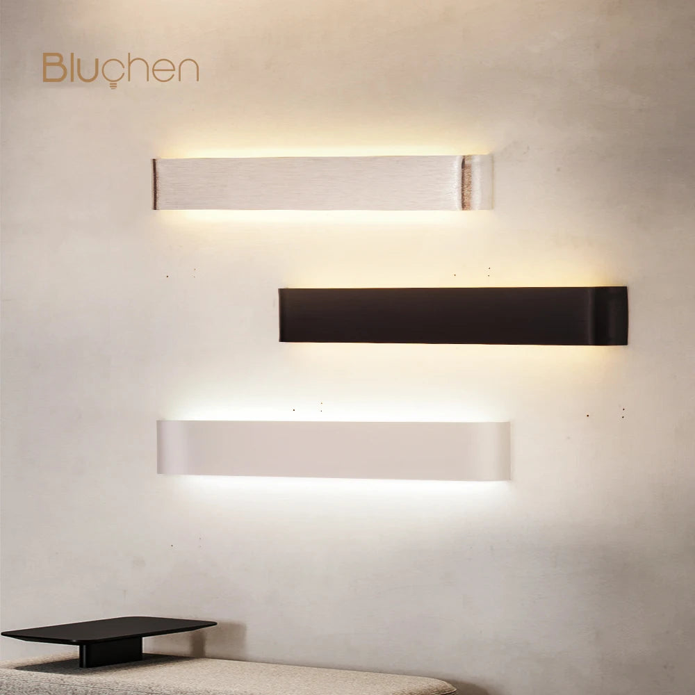 aluminum wall sconce, front view on white background