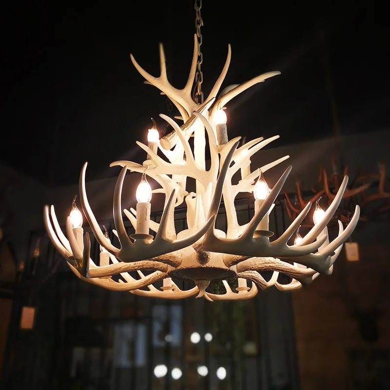 Six light antler chandelier with nine arms and G4 LED sockets