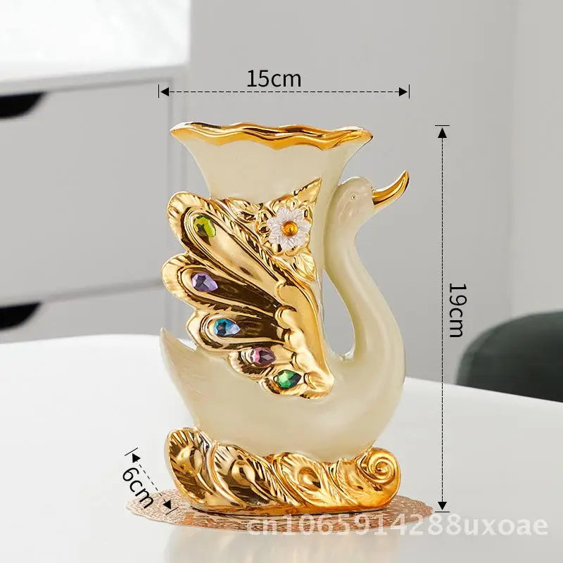 Swan pair ceramic art vase modern minimalist living room décor