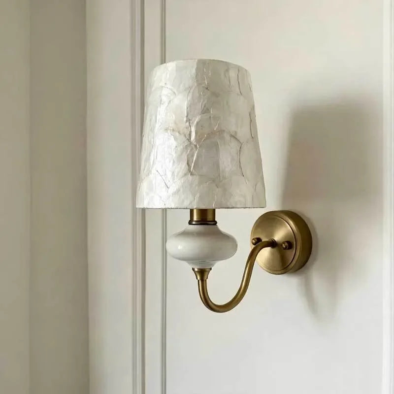ceramic wall sconce, side profile showing mounting depth