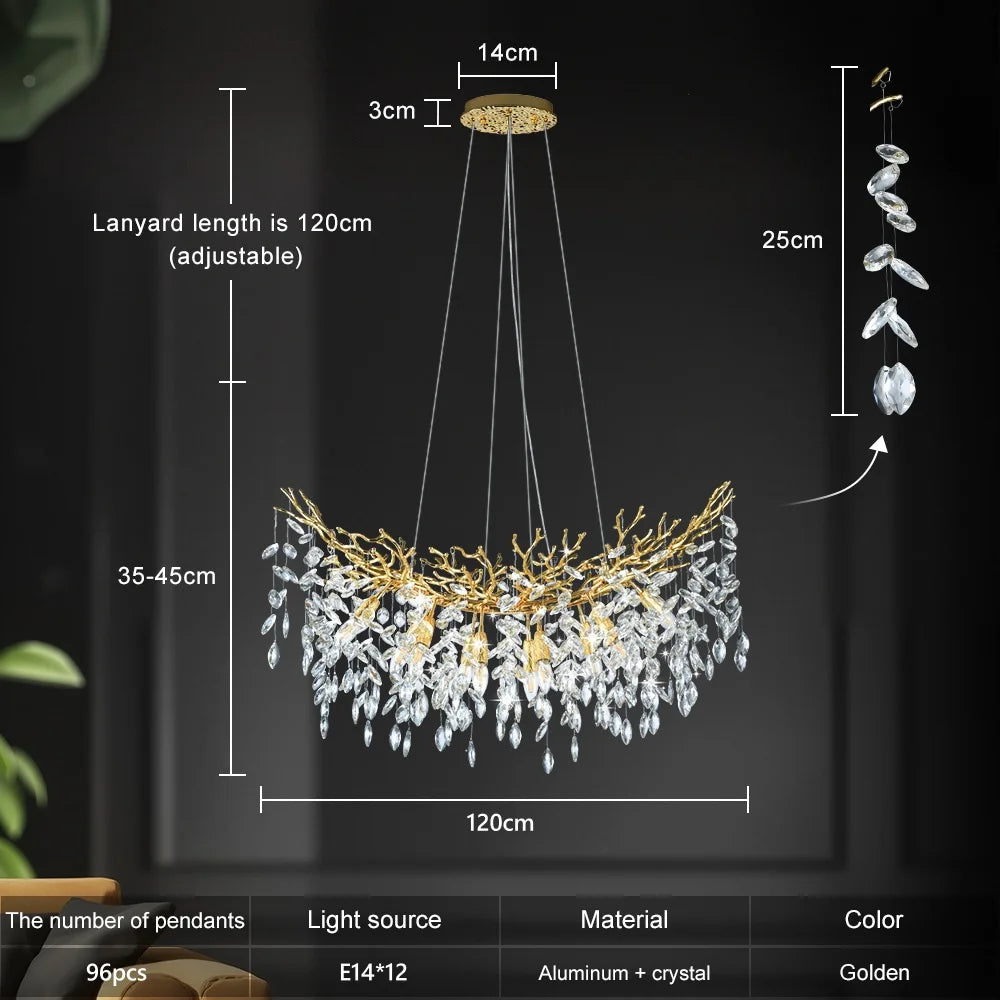 Linear K9 crystal chandelier, 55.1 inches long, above a dining table