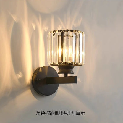 crystal wall sconce, detail view of fixture base and arm