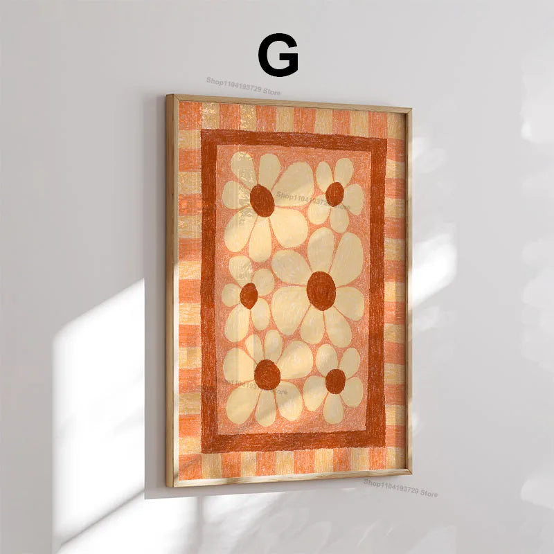 Fashion Girl Abstract Dog Flower Canvas Wall Art