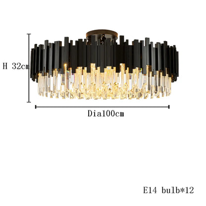 Black two layer crystal chandelier with natural light output