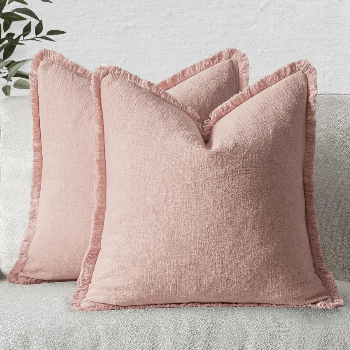 Linen Tassel Lumbar Pillow Cover — styling detail