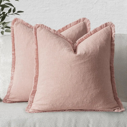 Linen Tassel Lumbar Pillow Cover — styling detail
