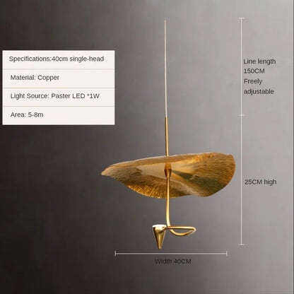 Three head copper lotus chandelier in a natural copper finish
