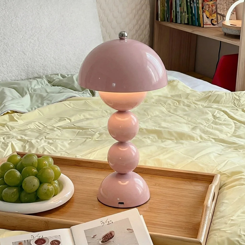 Yellow flower bud USB table lamp close-up of petal shade design