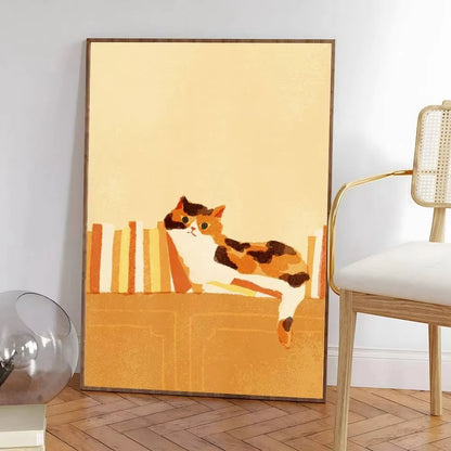 Colorful Cat Interior Canvas Wall Art