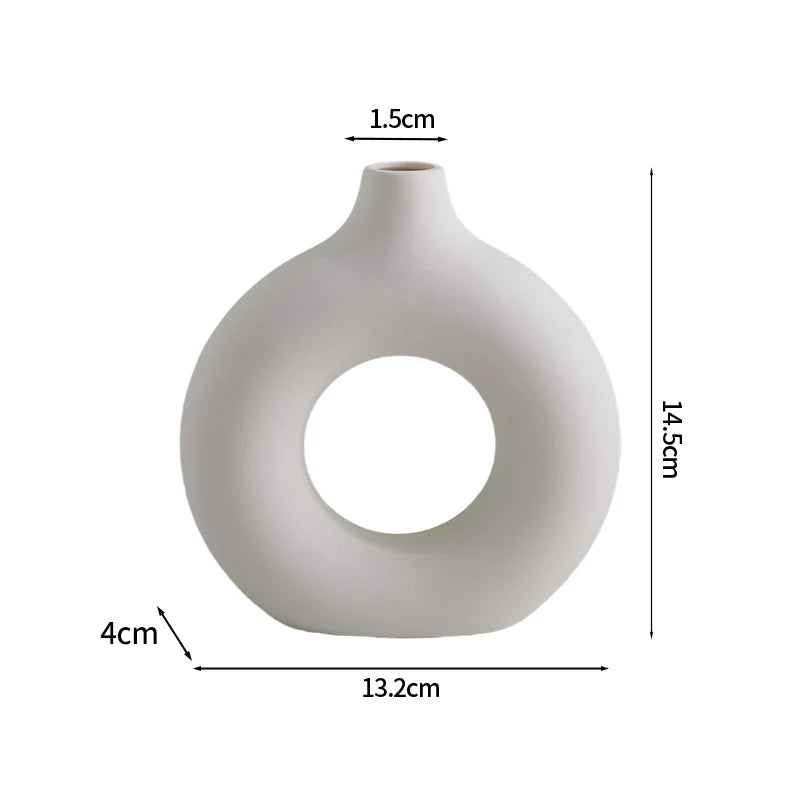 White Nordic Ceramic Flower Vase