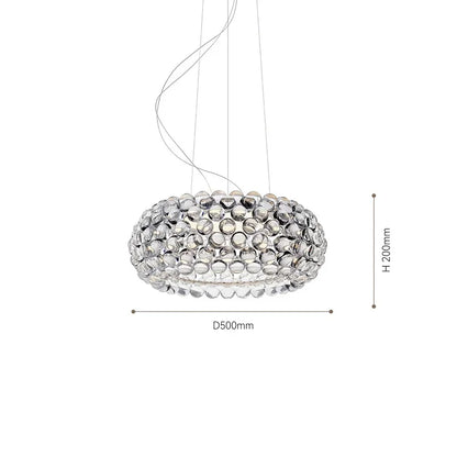 Beaded table lamp version at 19.7 in (50 cm) in polished chrome