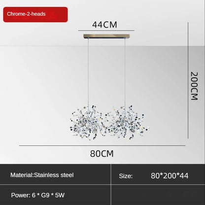 Stainless steel chandelier rated for 90 to 260V with G9 bulbs