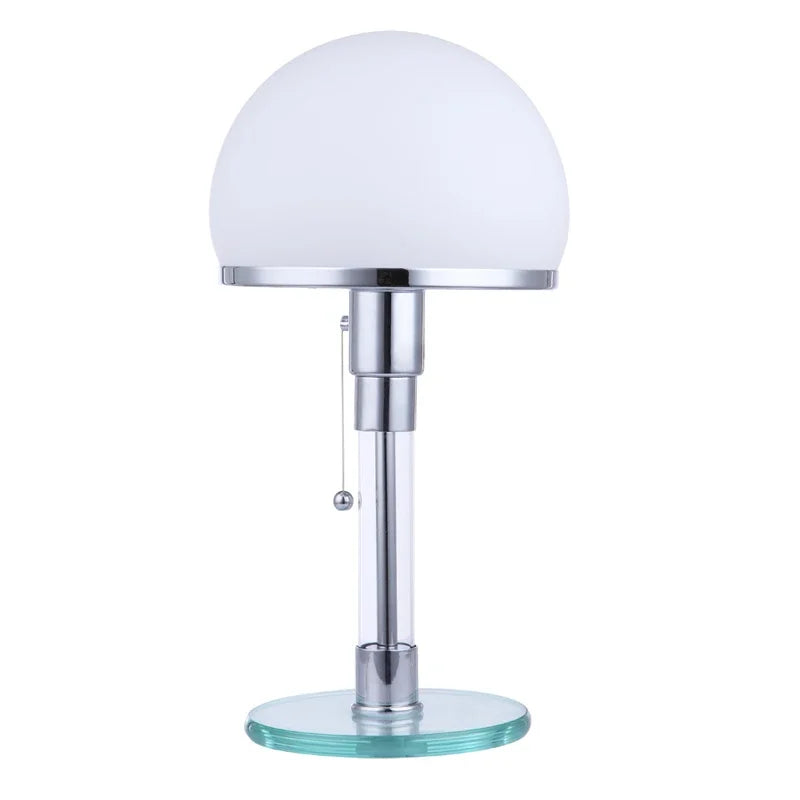 Bauhaus white glass lamp from above showing circular diffuser top