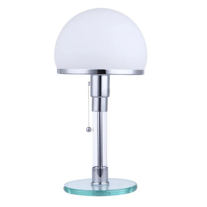Bauhaus white glass lamp from above showing circular diffuser top