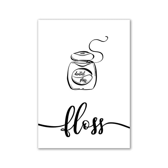 Minimalist Black White Stick Figure Laundry Canvas Art